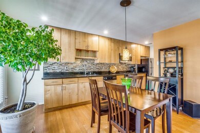 Eat in kitchen is spacious  as well as light & bright