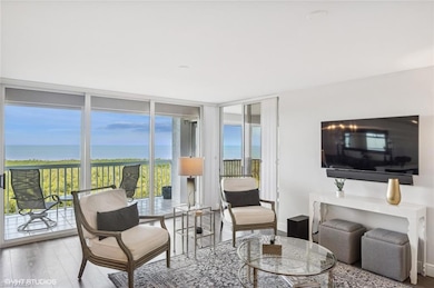Living room featuring hardwood / wood-style floori