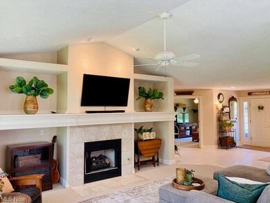 Built-ins flank the gas fireplace