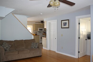 View to kitchen from living room.