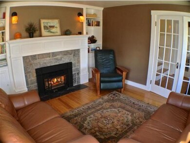 Den with fireplace