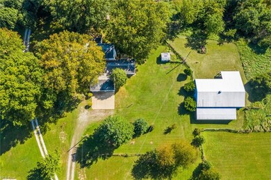 Aerial view of the house & barn