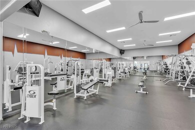 Gym with ceiling fan