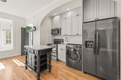 Beautifully updated kitchen with full sized, stainless appliances