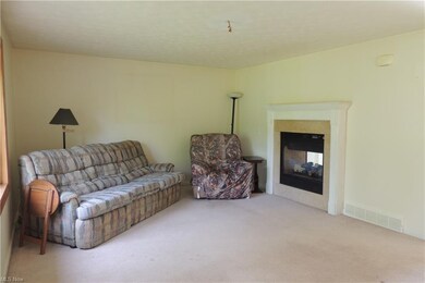 The living room and see thru fireplace into the ki
