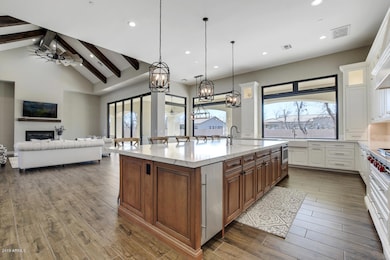 Quartz counters in kitchen