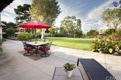 Patio overlooking backyard