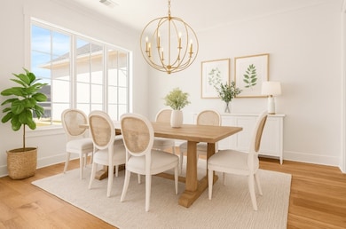 Virtually staged, formal dining room