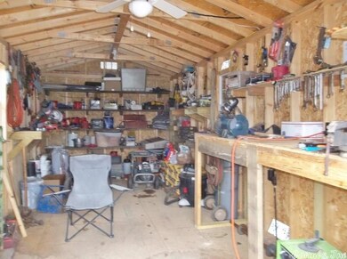 Shop has built in Work Tables & Electricity