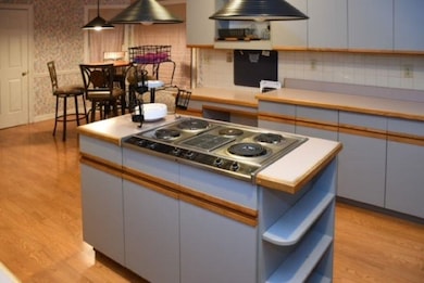 Kitchen featuring light wood finished floors, wall