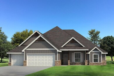Craftsman inspired home featuring a front yard, a garage, brick siding, board and batten siding, and driveway