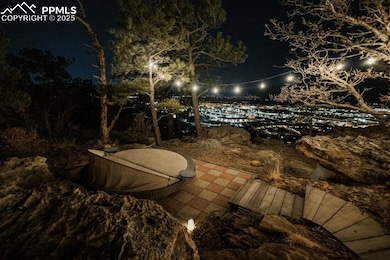 View of patio at night