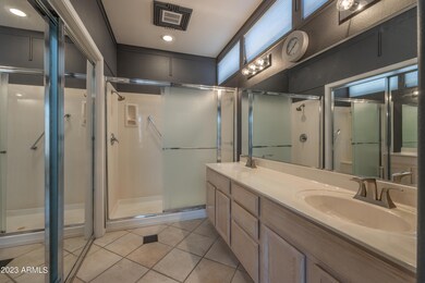 MASTER BATH WITH WALK-IN CLOSET, PVT. COMMODE ROOM & DUAL SINKS.
