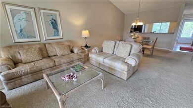 Spacious living room with cathedral ceiling