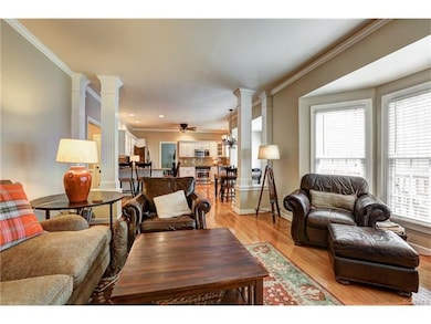 Family room looking through to eat in kitchen