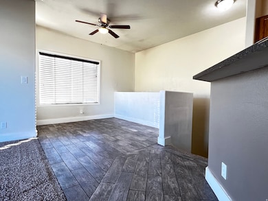 Spare room with wood finish floors and ceiling fan