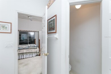 The master bathroom provides a bit of privacy with
