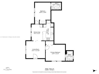 Floor plan for the 2 bedroom 2 bathroom unit