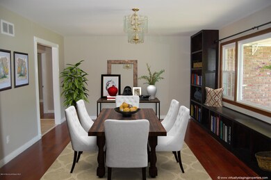 Bright dining room with built-ins