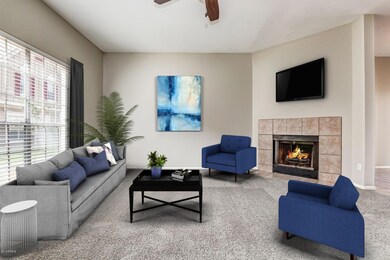 Digitally staged living room