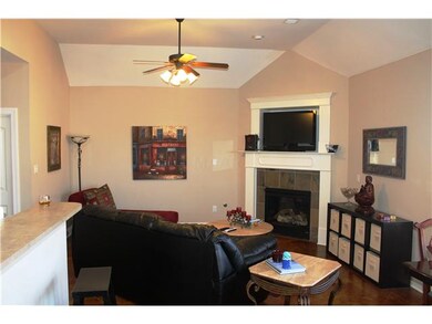 Beautiful Hearth room off the kitchen with scored 