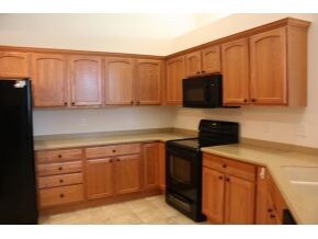 kitchen with range microwave