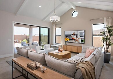 Great room with vaulted ceiling