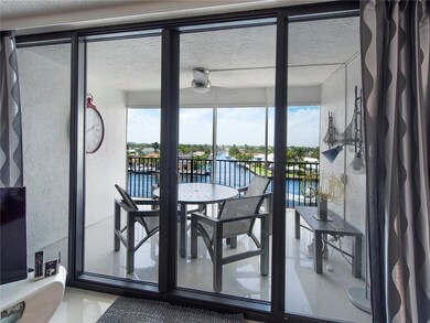 Looking out onto balcony from living room