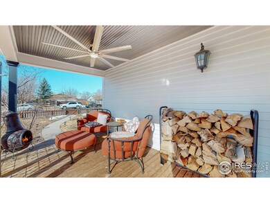 Covered Front Porch (w/ fan & fireplace)
