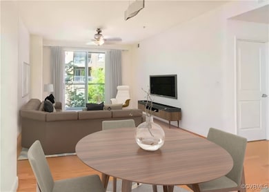 Dining area featuring light wood-type flooring and