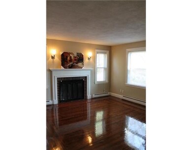 Living Room. Living room with brick fireplace