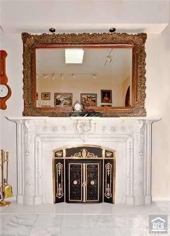 European Marble Fireplace in Living Room