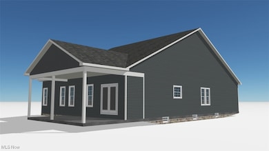 View of home's exterior with covered porch and roof with shingles