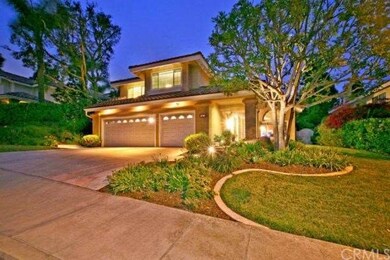 Nicely landscaped front yard with accent lighting.