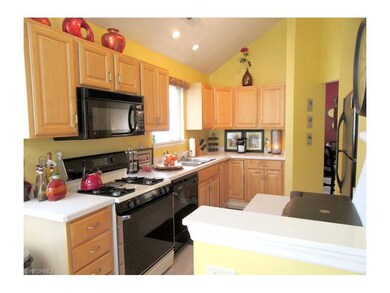 Maple cabinets and vaulted ceilings. All appliance