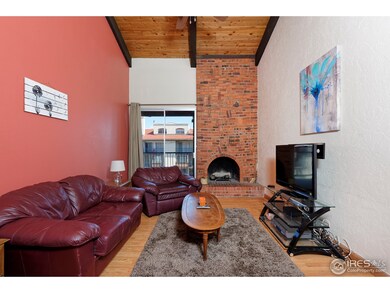 Nice fireplace and door to balcony