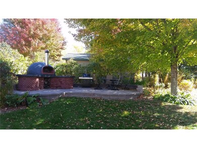 Patio area with pizza oven