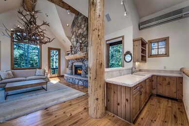 Wet bar and living room