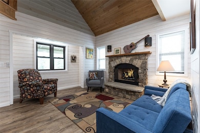 Stone fireplace