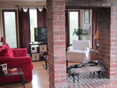 Living Room. view from dining to living with firep