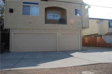 Garage door and balcony of unit