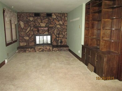 Large living room with stone, wood burning, firepl