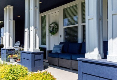 Covered porch with pillars
