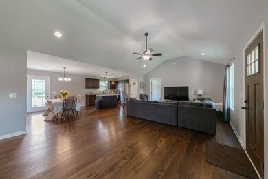 Living Room with cathedral ceiling.