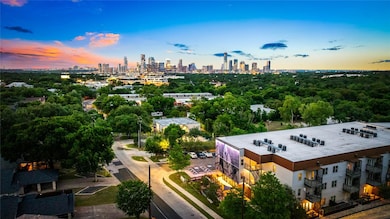 Aerial view at dusk of a view of skyline
