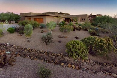 view of front at sunset