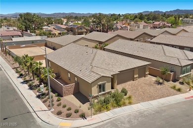 Aerial perspective of suburban area with mountains