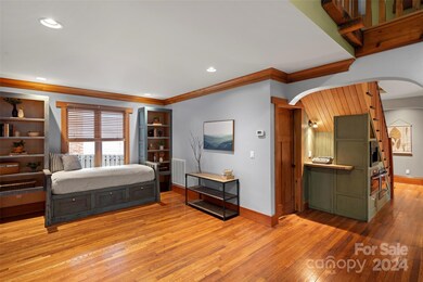 Daybed and custom built-in bookshelves.