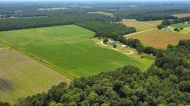 Overview of rural landscape with farmland
