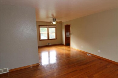 View from front door through family room into dini